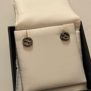 Gucci Stud Earrings Interlocking G Motif in Aged Sterling Silver - Women Jewelry